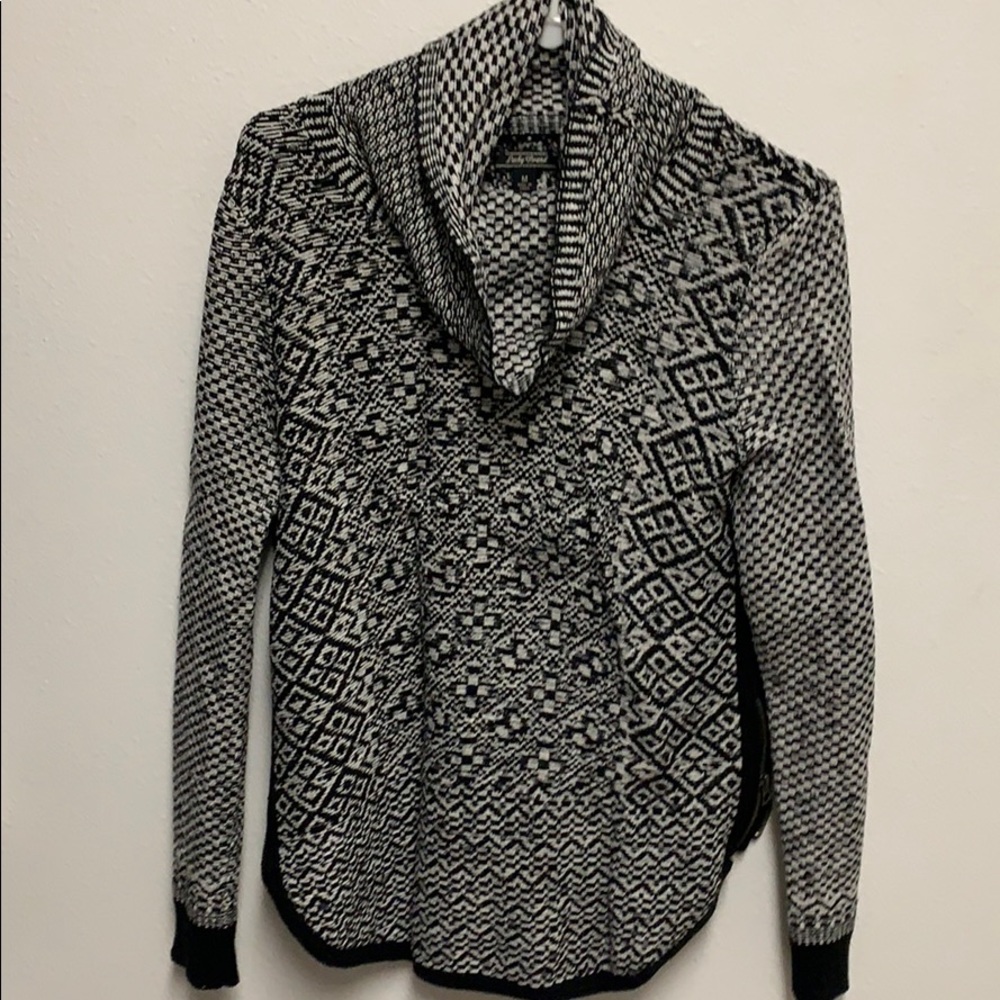 Black and white cowlneck sweater